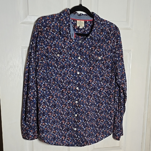 St. John's Bay Floral Button Down Shirt - Blue and Red - Picture 1 of 5